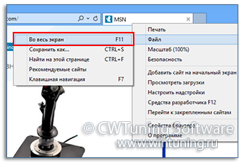 WinTuning: Программа для настройки и оптимизации Windows 10/Windows 8/Windows 7 - Запускать браузер в полноэкранном режиме